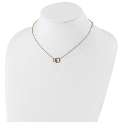 Prizma Sterling Silver Rose-tone 14K Flash Rose Gold-plated 16 inch Colorful CZ Intertwined Circle Necklace with 2 inch Extender