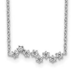 Sterling Silver Rhodium-Plated CZ Stars Pendant w/ 2in Ext. Necklace