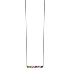 Prizma Sterling Silver Rhodium-plated 16 inch Colorful CZ Bar Necklace with 2 inch Extender