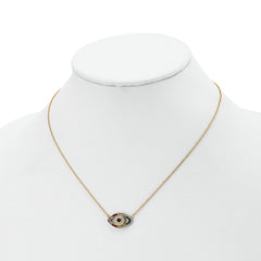 Prizma Sterling Silver Gold-tone 14K Flash Gold-plated 16 inch Colorful CZ Evil Eye Necklace with 2 inch Extender