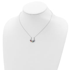 Prizma Sterling Silver Rhodium-plated 16 inch Colorful CZ Horseshoe Necklace with 2 inch Extender