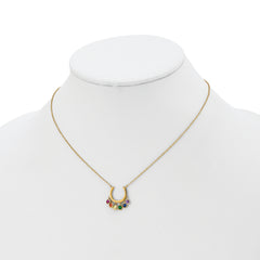 Prizma Sterling Silver Gold-tone 14K Flash Gold-plated 16 inch Colorful CZ Horseshoe Necklace with 2 inch Extender