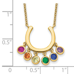 Prizma Sterling Silver Gold-tone 14K Flash Gold-plated 16 inch Colorful CZ Horseshoe Necklace with 2 inch Extender