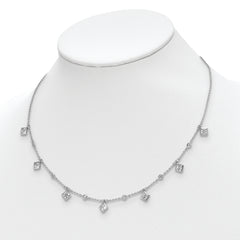 Sterling Shimmer Sterling Silver Rhodium-plated 16 inch 13 Stone 13 Station CZ Necklace with 2 inch extender