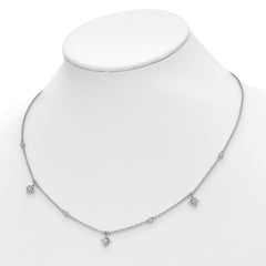 Sterling Shimmer Sterling Silver Rhodium-plated 16 inch 7 Stone 7 Star Stations CZ Necklace with 2 inch extender