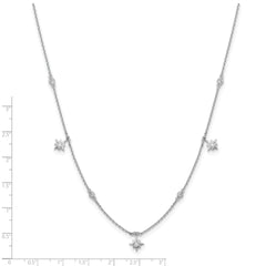 Sterling Shimmer Sterling Silver Rhodium-plated 16 inch 7 Stone 7 Star Stations CZ Necklace with 2 inch extender