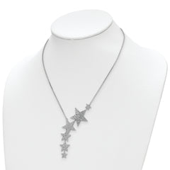 Sterling Shimmer Sterling Silver Rhodium-plated 16 inch 296 Stone CZ Dangle Stars Necklace with 2 inch extender