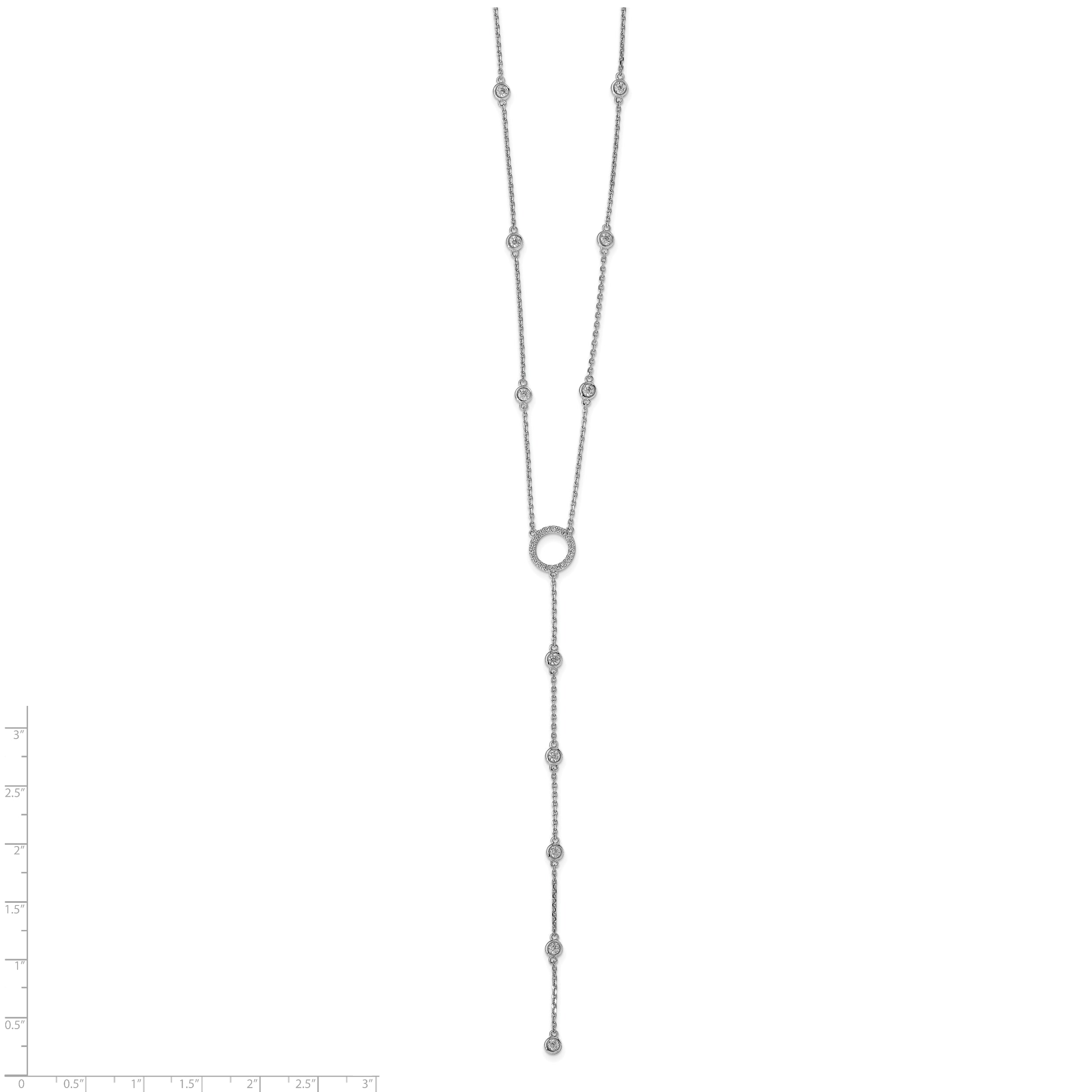 Sterling Shimmer Sterling Silver Rhodium-plated 16 inch 32 Stone CZ Y-Drop Necklace with 2 inch extender