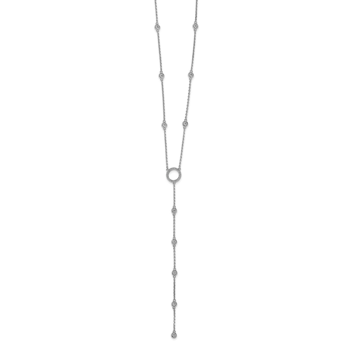 Sterling Shimmer Sterling Silver Rhodium-plated 16 inch 32 Stone CZ Y-Drop Necklace with 2 inch extender