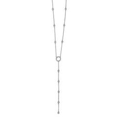 Sterling Shimmer Sterling Silver Rhodium-plated 16 inch 32 Stone CZ Y-Drop Necklace with 2 inch extender