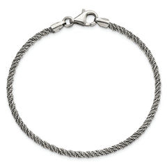 Sterling Silver Antiqued Polished Rope Bracelet