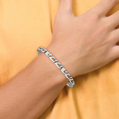 Sterling Silver Antiqued Brushed Link Bracelet