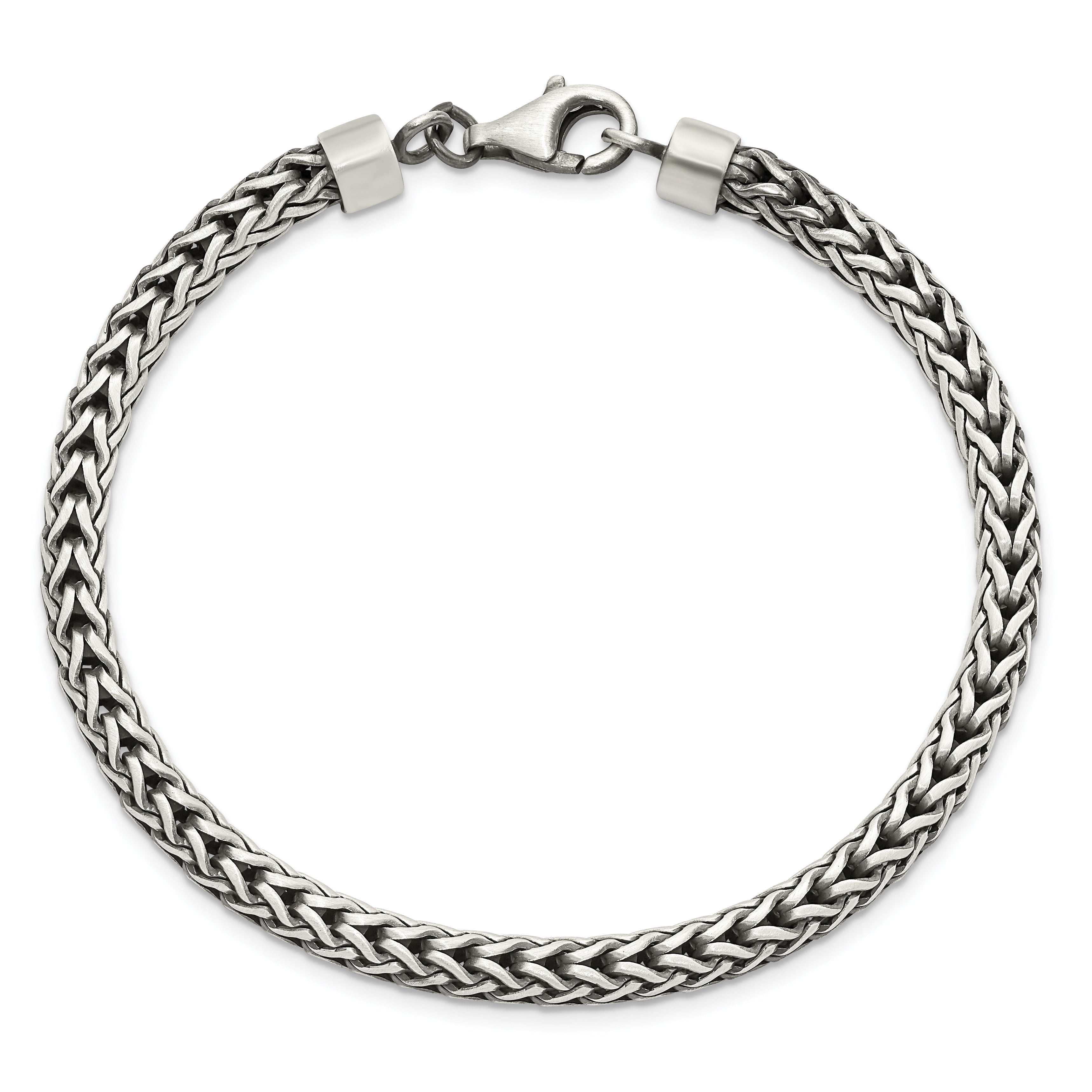 Sterling Silver Satin & Antiqued Franco Chain Bracelet