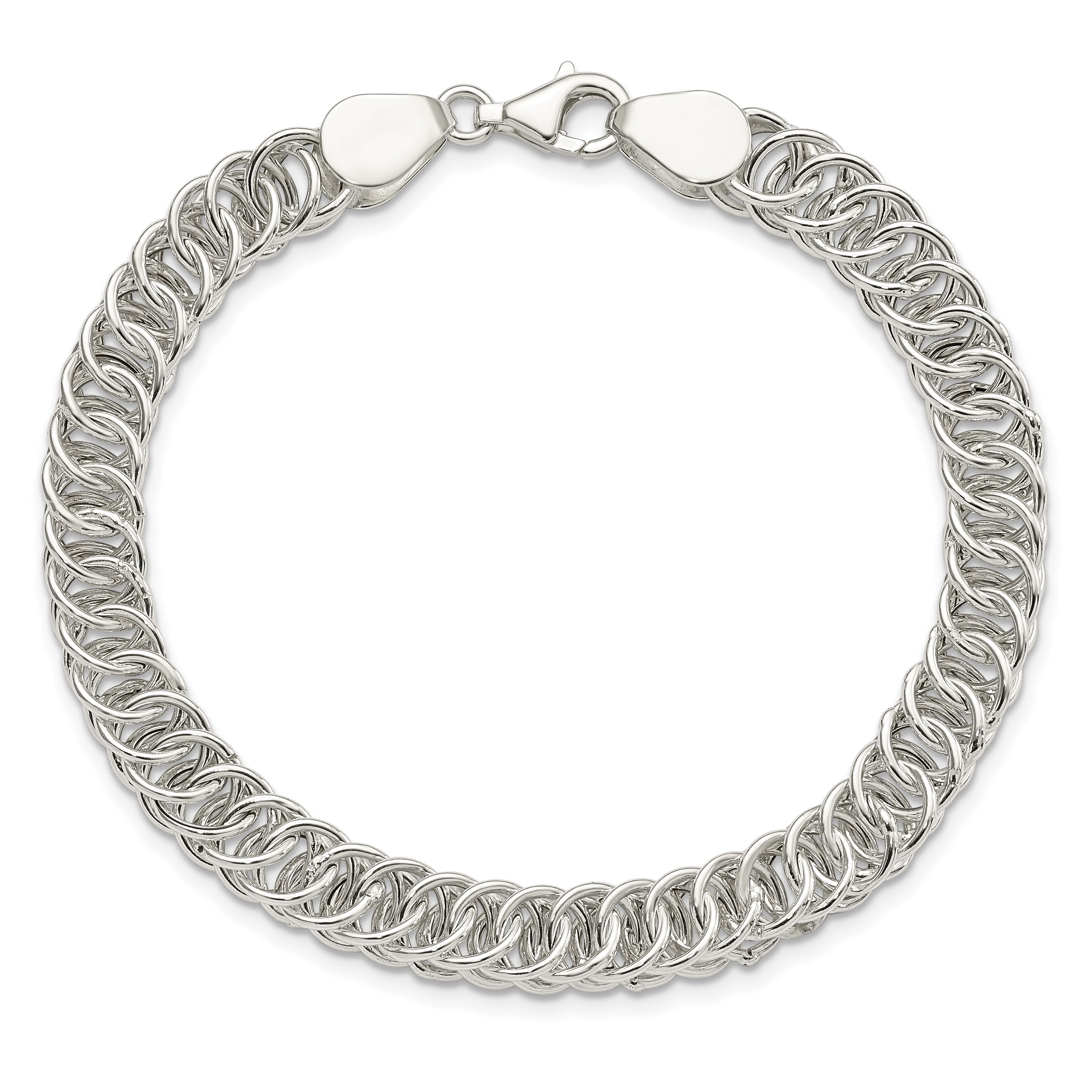 Sterling Silver Polished Fancy Circle Link 7.5in Bracelet