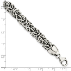 Sterling Silver Polished & Antiqued 8.5in Byzantine Bracelet