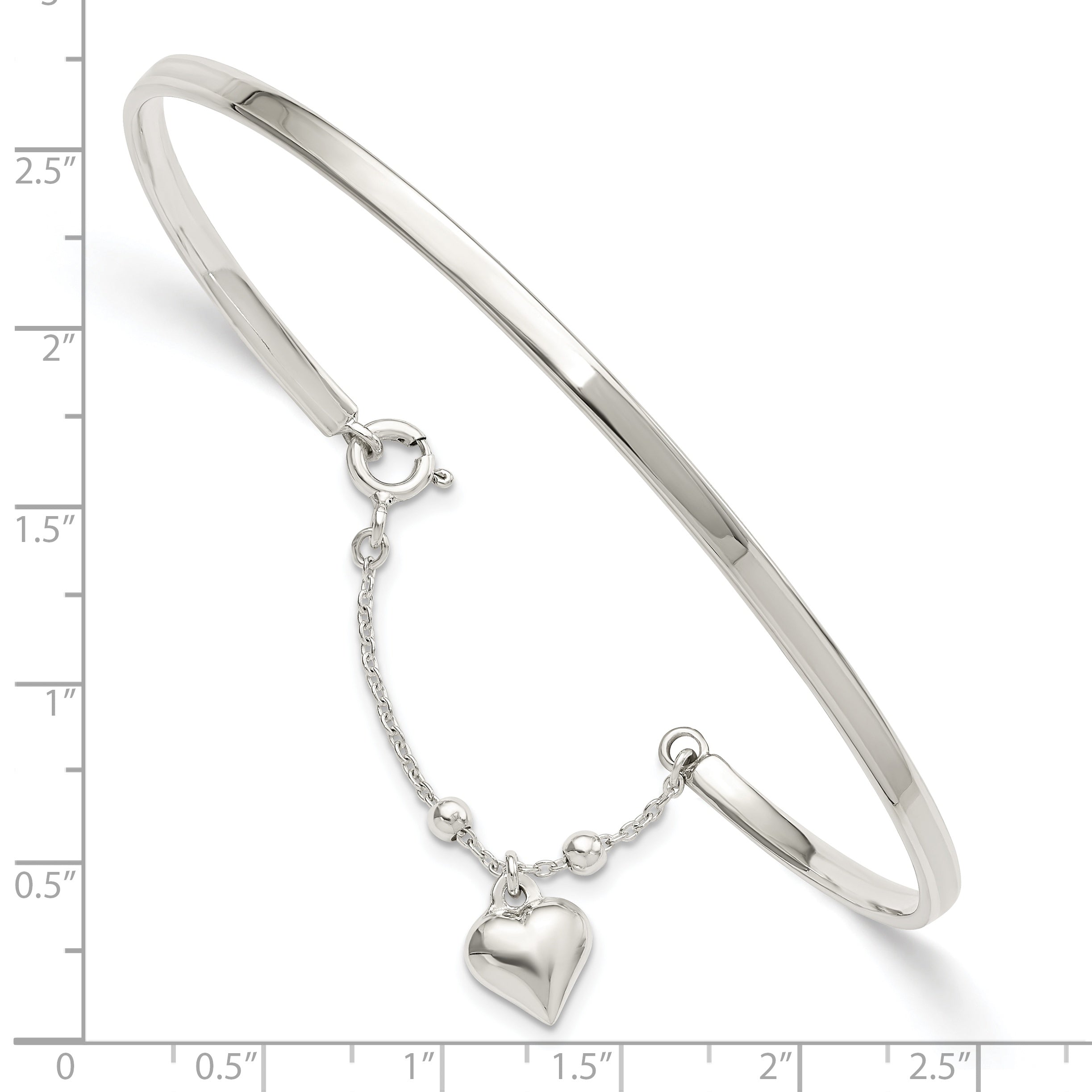 Sterling Silver Puffed Heart Bangle Anklet