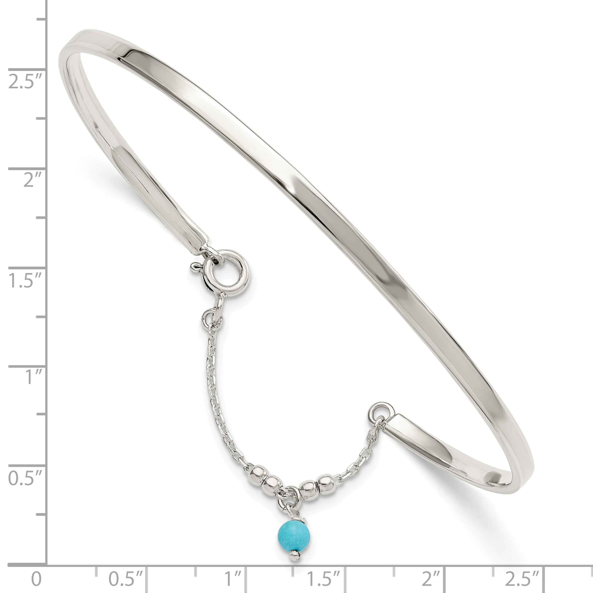 Sterling Silver Turquoise Bead Bangle Anklet