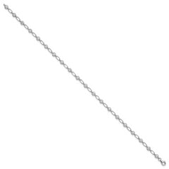 Sterling Silver Rhodium-plated Polished CZ Anklet