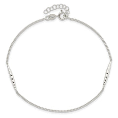 Sterling Silver 9in Plus 1 in Ext. Textured Bar Anklet