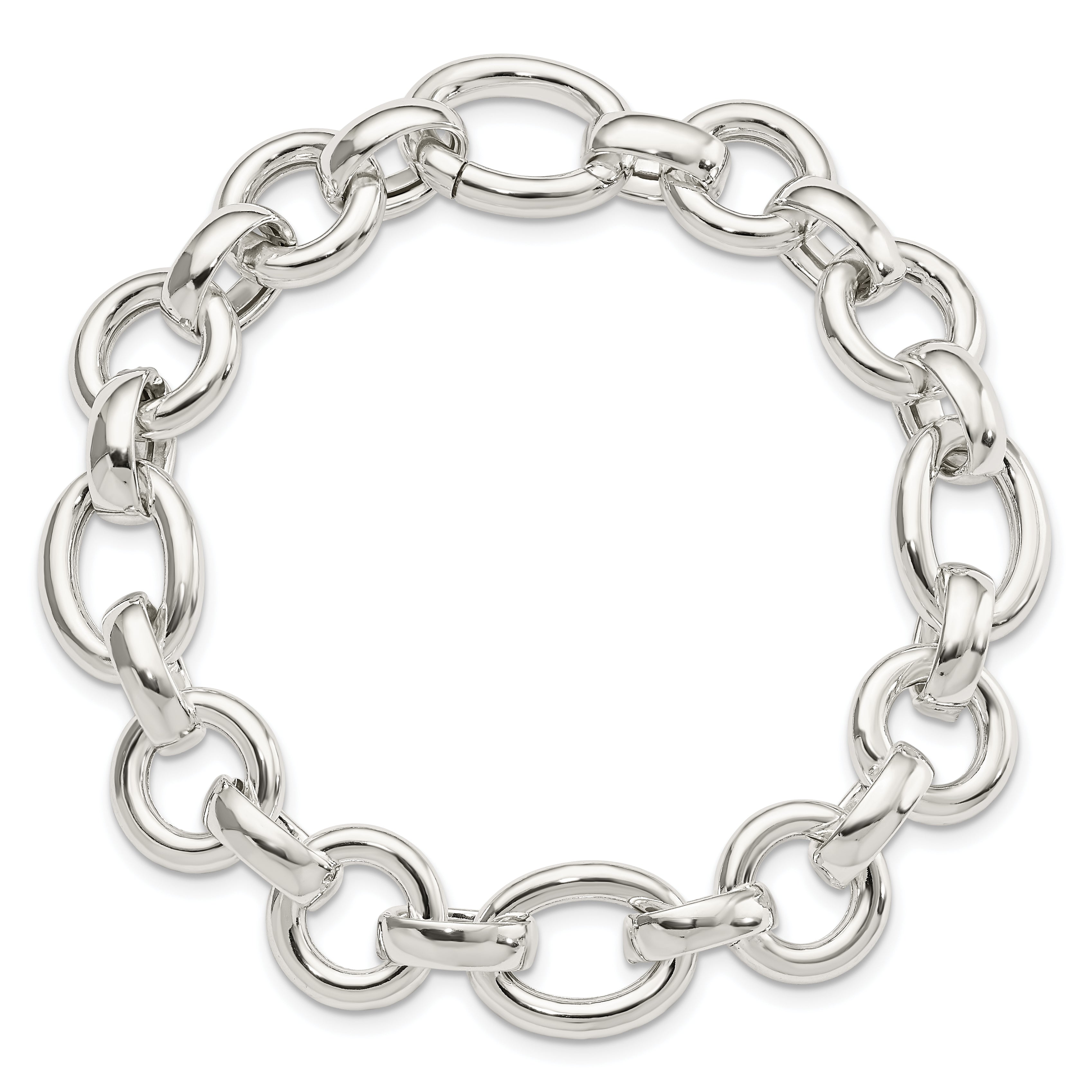 Sterling Silver Polished Fancy Link Bracelet