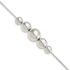 Sterling Silver Polished Tapered Round Bead w/1 in ext. Bracelet