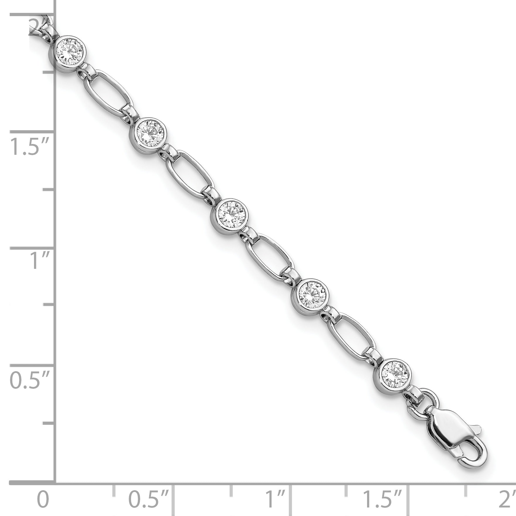 Sterling Silver Rhodium-plated Polished CZ Bracelet