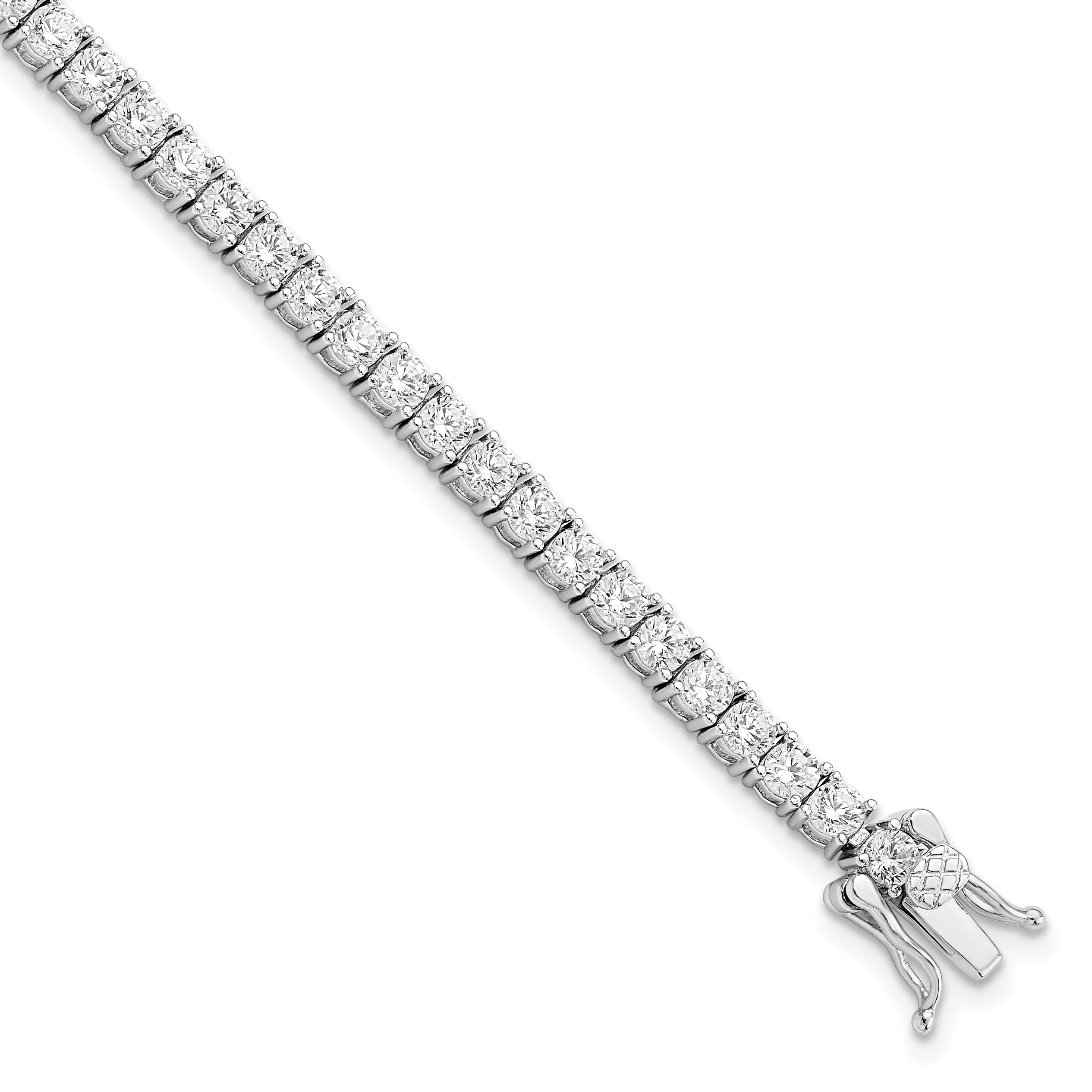 Sterling Silver Rhodium-plated Polished CZ Tennis Bracelet