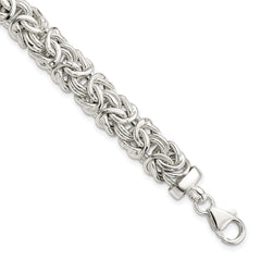 Sterling Silver Polished 9.3mm Flat Byzantine 7in Chain