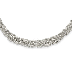 Sterling Silver Polished Byzantine Graduated Link Necklace