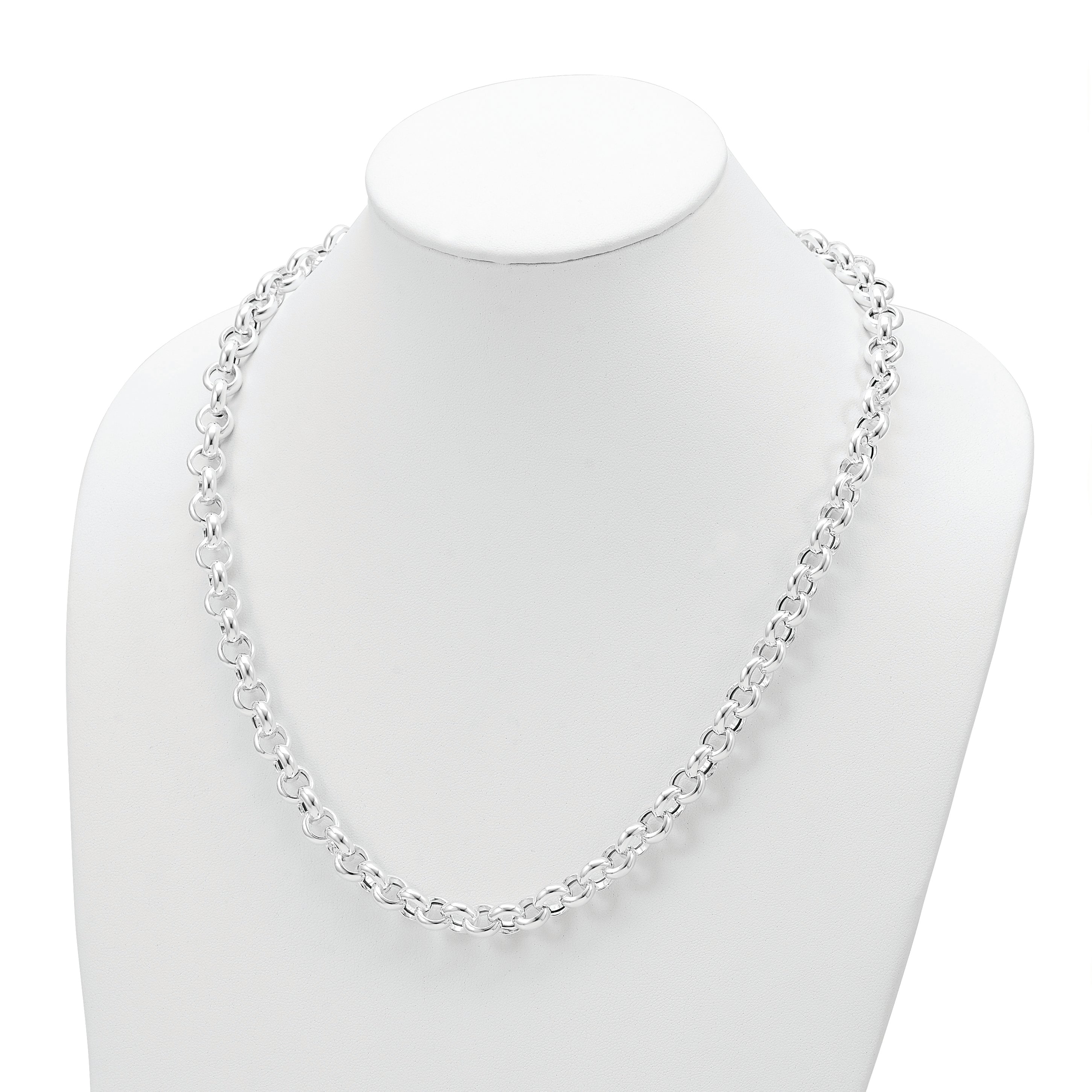 Sterling Silver Polished Fancy Link Necklace