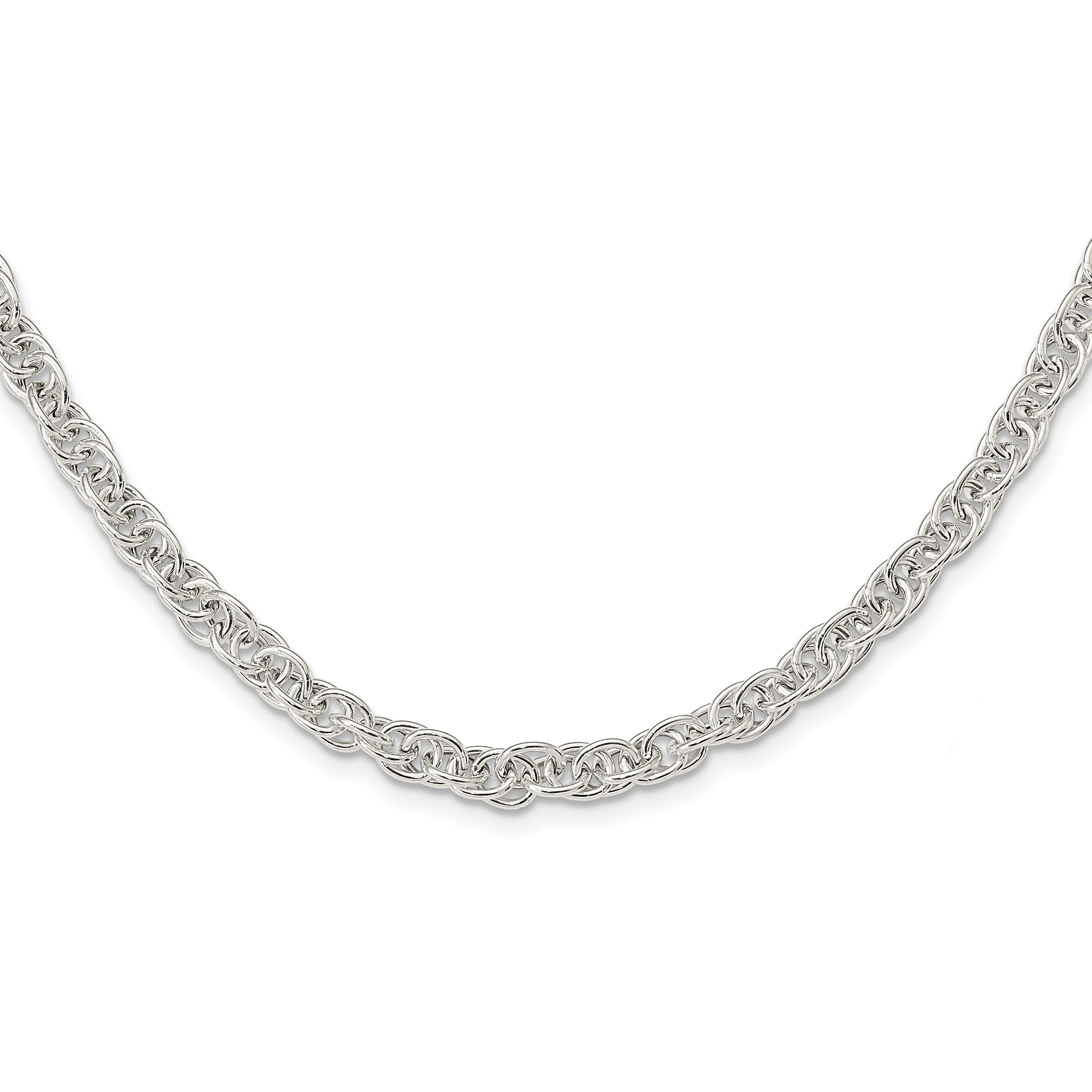 Sterling Silver Polished Fancy Link Necklace