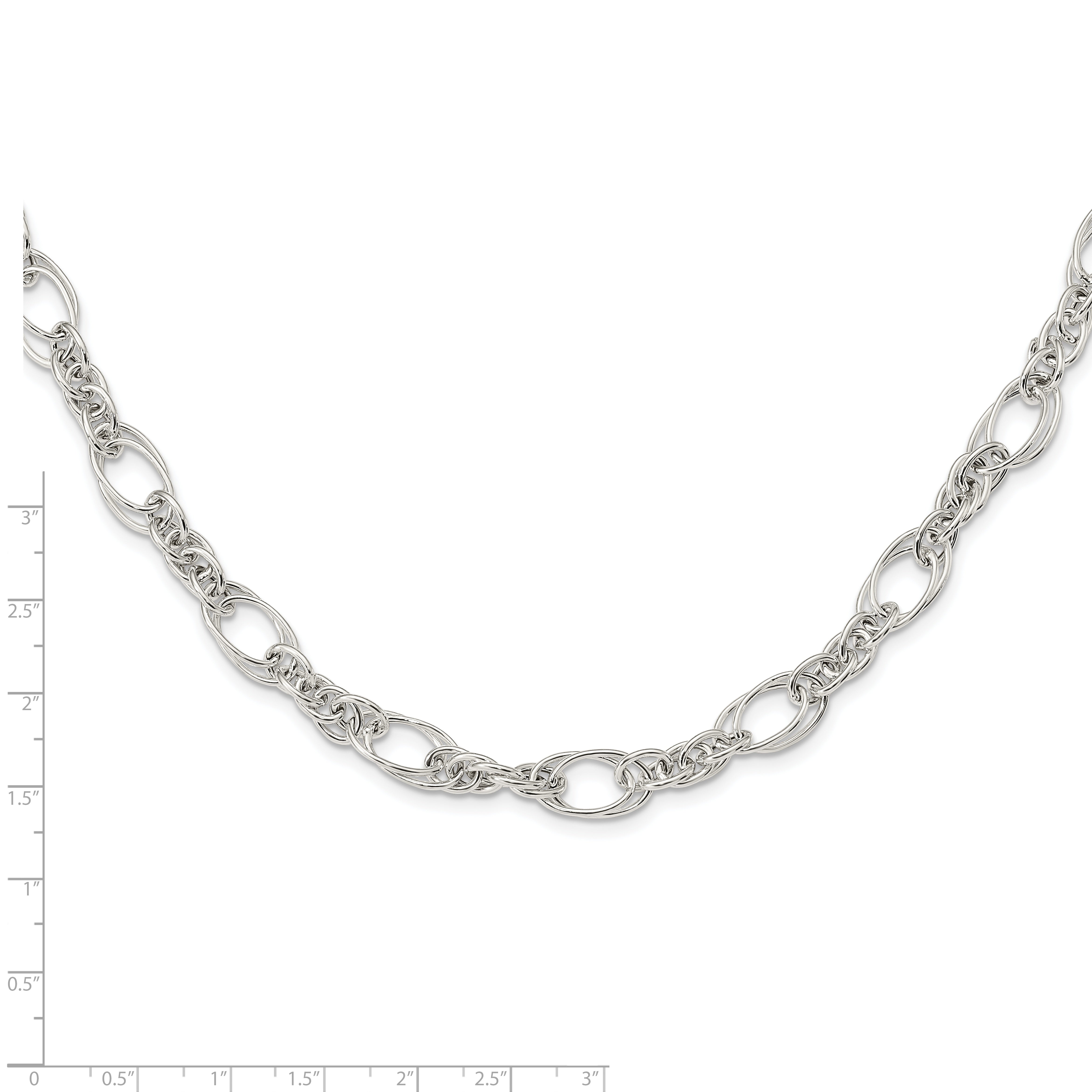 Sterling Silver Polished Fancy Link 18in Necklace