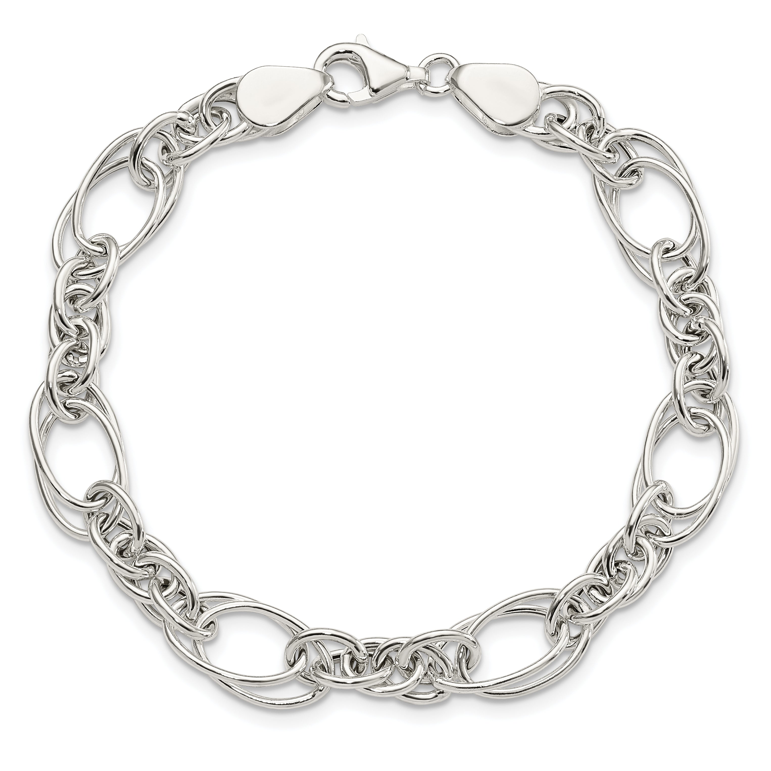 Sterling Silver Polished Fancy Link 7in Bracelet