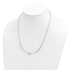 Sterling Silver Rhodium-plated Polished Beaded w/ 2.5in ext. Necklace