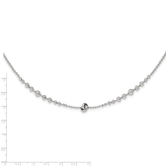 Sterling Silver Rhodium-plated Polished Beaded w/ 2.5in ext. Necklace