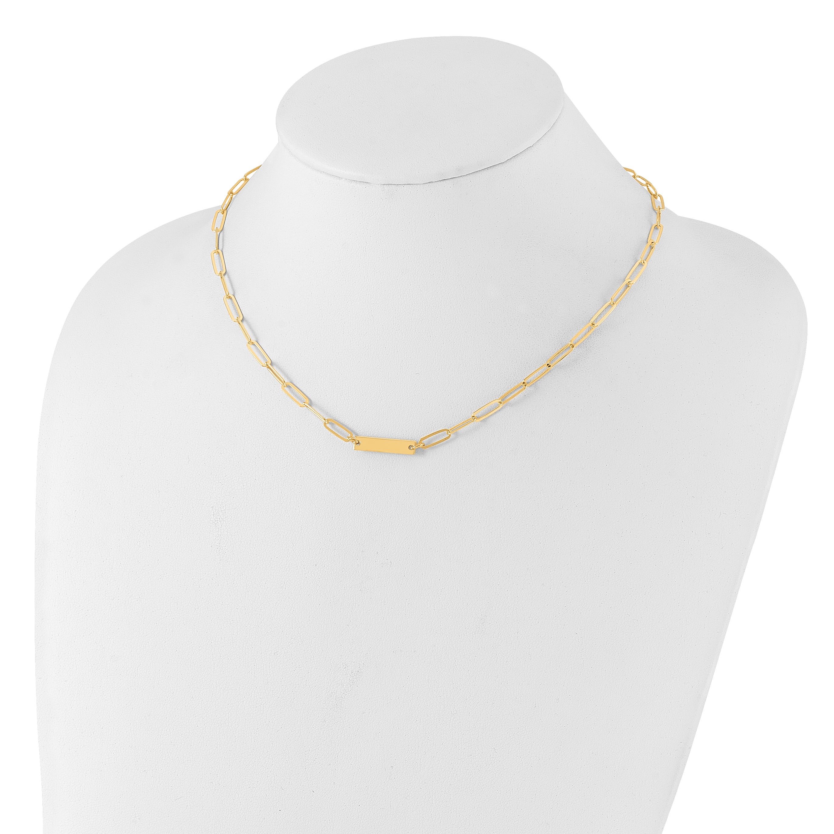 Sterling Silver Gold-plated Polished Bar Necklace w/ 2in ext. Necklace