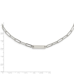 Sterling Silver Rhodium-plated Polished Bar w/ 2in ext. Necklace