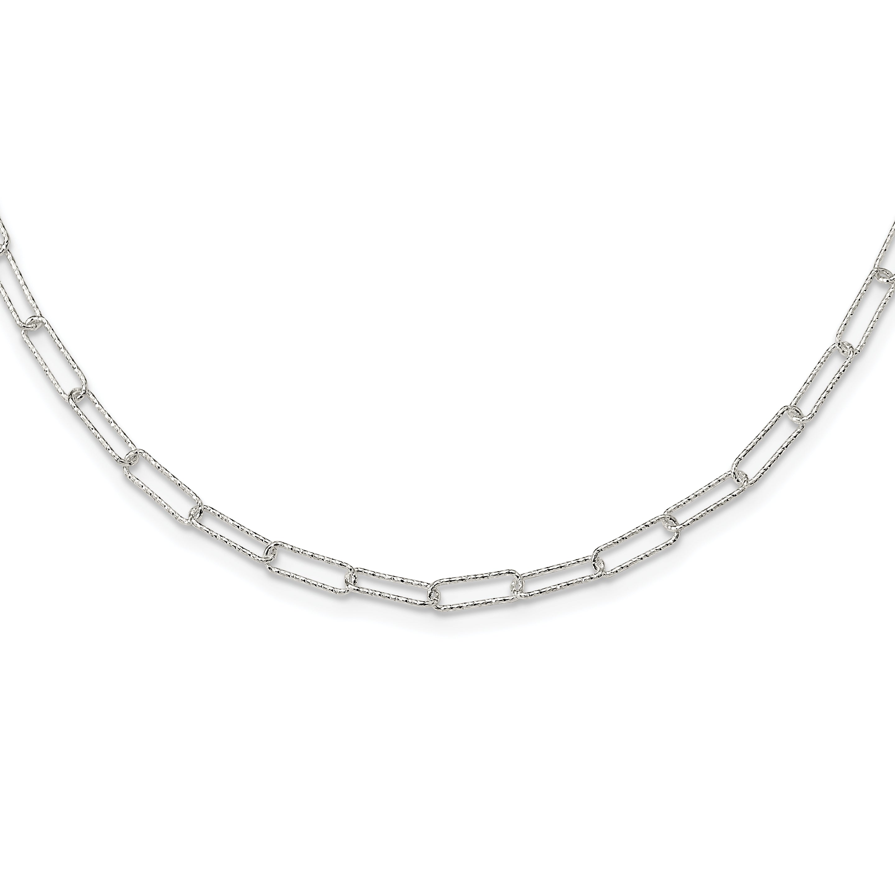 Sterling Silver D/C Fancy Open Link w/1.5 in ext. Necklace