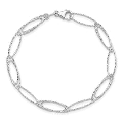 Sterling Silver Rhodium-plated Polished D/C Fancy Link Bracelet