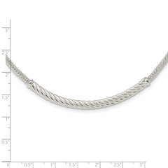 Sterling Silver Polished Twisted Bar Necklace