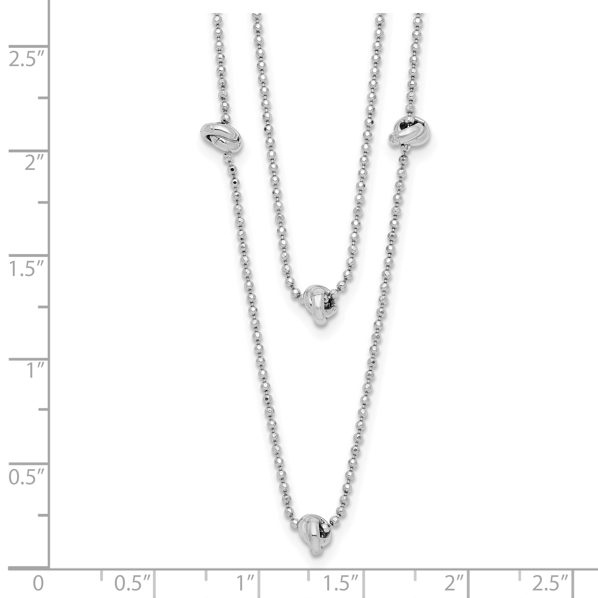 Sterling Silver Rhodium-plated Polished Multi-strand w/ 2in ext. Necklace