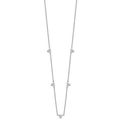 Sterling Silver Rhodium-plated Polished CZ 5 Stations Necklace