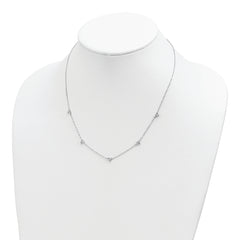 Sterling Silver Rhodium-plated Polished CZ 5 Stations Necklace