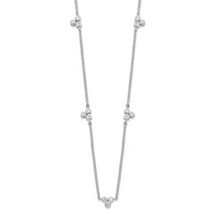 Sterling Silver Rhodium-plated Polished CZ 5 Stations Necklace