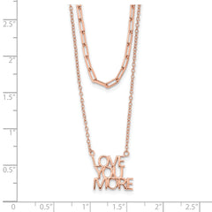 Sterling Silver Rose-tone Love You More Two Strand 16 inch Necklace