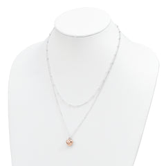 Sterling Silver & Rose-tone Beaded Heart Adjustable Necklace