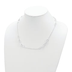 Sterling Silver Hammered Oval w/Beads Necklace