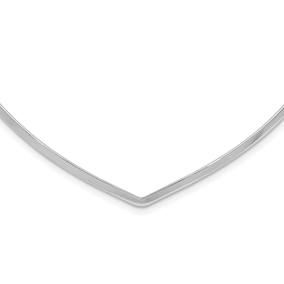 Sterling Silver Rhod. Polished V Cuff Necklace