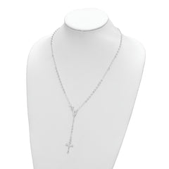 Sterling Silver Rhodium-plated Polished w/ Clasp Rosary