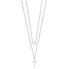 Sterling Silver Fancy Cross Double Strand Necklace